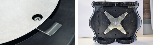 Разные варианты ножей роботов-газонокосилок. Слева — Husqvarna, справа — Wiper